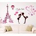 Heart Shapes Eiffel Tower Lovers Butterflies Wall Decal Home Sticker PVC Murals Vinyl Paper House Decoration Wallpaper Living Room Bedroom Art Picture DIY for Children Teen Senior Adult Nursery Baby by Excellent shop