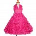 Dressy Daisy Girls' Beaded Halter Embossed Flower Pageant Dresses Wedding Party Dress Size 4-5 Hot Pink