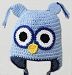 Newborn Baby Knit Cotton Hat Handmade Beanie Owl Cap (Light blue) by Belsen