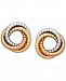 Italian Gold Tri-Color Textured Love Knot Earrings in 14k Gold, White Gold & Rose Gold
