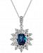 Blue Topaz (1-1/2 ct. t. w. ) & Diamond (1/10 ct. t. w. ) Pendant Necklace in 14k White Gold