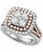 Diamond Two-Tone Halo Cluster Engagement Ring (2 ct. t. w. ) in 14k White & Rose Gold
