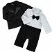Baby Boy Jumpsuit, 2Pcs Long Sleeve Toddler Tuxedo Gentleman Clothes Outfit with Bowtie & Coat