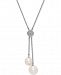 Cultured White Ming Pearl (12 & 13mm) Lariat Necklace in Sterling Silver