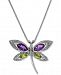 Multi-Gemstone (1 ct. t. w. ) & Diamond Accent Dragonfly Pendant Necklace in Sterling Silver