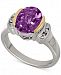 Amethyst (2-3/8 ct. t. w. ) and White Topaz (1/10 ct. t. w. ) Two-Tone Ring in Sterling Silver with 14k Gold Accents