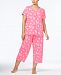Charter Club Plus Size Loop-Trimmed Top and Cropped Pants Pajama Set, Created for Macy's