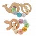 Baosity 2 Pieces DIY Wood Baby Teether Bracelet Crochet Beads Teething Ring Chewing Toy