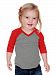 Kavio! Unisex Infants Sheer Jersey Contrast V Neck Raglan 3/4 Sleeve Dark H. Gray/Red 6M