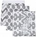 Bacati Ikat White/Grey 4 Piece Crib Set with 2 Muslin Blankets