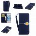 Iphone 6 wristlet magnetic snap closure leather case, built-in card slots, kickstand, quality leather production, compatible with iphone 6 4.7", give a touch pen and film. (navy blue (iphone6/6s))