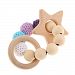 Baosity Handmade Craft Blank Wooden Natural Teething Bangle Teether Toy Ring Bracelet Beads for Baby - Star