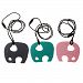 Baosity 3Pcs Cute Elephant Teething Necklace Pendant Chewable Jewelry Baby Mum Safe