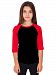 Kids 3/4 Raglan Sleeves T shirts Child Youth Slim Fit T-shirts HB (X-Small (2-3 Year), Black / Red)