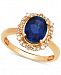 Sapphire (1 ct. t. w. ) & Diamond (1/10 ct. t. w. ) Halo Ring in 14k Gold
