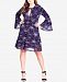 City Chic Trendy Plus Size Butterfly-Print A-Line Dress