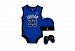 Nike Jordan Jumpman 3 Piece Infant Set (0-6 Months, Blue (3623) / Black/White/Blue)