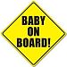 Baby Safety Sign: "BABY ON BOARD", with suction disk. (Color: Black letters on Yellow background)