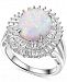 Cubic Zirconia & Lab Created Opal (7 ct. t. w. ) Halo Ring in Sterling Silver