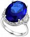Simulated Sapphire and Cubic Zirconia Statement Ring in Sterling Silver