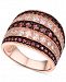 Cubic Zirconia Multi-Row Statement Ring in 14k Rose Gold-Plated Sterling Silver