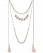 I. n. c. Gold-Tone Flower, Bead & Tassel Multi-Layer Necklace, 34" + 3" extender, Created for Macy's