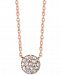 Unwritten Cubic Zirconia Cluster Disc Pendant Necklace in Rose Gold-Flashed Sterling Silver 16" + 2" extender