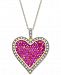 Lab-Created Ruby (2-1/5 ct. t. w. ) & White Sapphire (1/5 ct. t. w. ) Pave Heart Pendant Necklace in 14k Gold Plated over Sterling Silver