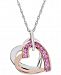 Lab-Created Pink Sapphire Two-Tone Heart Pendant Necklace (3/8 ct. t. w. ) in 14k Rose Gold Plated over Sterling Silver.