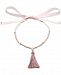 Carolee Gold-Tone Pave, Imitation Pearl & Pink Tassel Ribbon Necklace, 17" to 40"