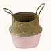 Hand-Woven Foldable Storage Basket Natural Seagrass Belly Panier Storage Plant Pot Collapsible Nursery Laundry Tote Bag with Handles