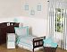 Turquoise and Gray Chevron Zig Zag Toddler Bedding 5 Piece Girl or Boy Set