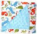 Unique Baby Trendy Blanket with Straight Edges Dinosaur Print Blue