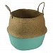 Hand-Woven Foldable Storage Basket Natural Seagrass Belly Panier Storage Plant Pot Collapsible Nursery Laundry Tote Bag with Handles