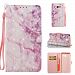 Samsung J5 Wallet Case, PU Leather Marble Card Holder ID Slot And Handband Anti-shock Cover For Samsung J5 2017 (Hazy Rose Red, Samsung-J5-2017)