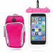 TEKEFT Sports Armband Double Pockets Multifunctional Outdoor Arm Bag for 3.5~5.8"Smartphone +Universal Waterproof Case Phone Dry Bag Pouch (Pink)