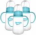 Tinukim Easy Grip Baby Bottle with Handles – Anti-Colic Nursing System, 4 Ounce (Set of 3 - Blue)