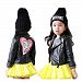 LJYH Girls Leather Motorcycle Jacket Children's PU Love Coat (Black, T13-14/160cm)