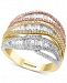 Effy Diamond Tri-Color Statement Ring (1-3/8 ct. t. w. ) in 14k Gold, White Gold & Rose Gold