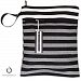 Kaydee Baby Canvas Wet Dry Cloth Diaper Swimsuit Bag - Mesh Outer Pocket for Dry Items - Waterproof PUL for Damp Clothes - Perfect Registry Gift (Black and White Stripe) (Black White Stripe)
