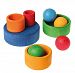 Grimm's SH10350 Small Stacking Bowls Multi-Coloured Outside, Blue/Red/Yellow/Green