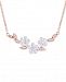 Wrapped in Love Diamond Flower 17" Collar Necklace (1/4 ct. t. w. ) in 14k Rose & White Gold, Created for Macy's
