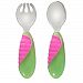 Munchkin Mighty Grip Fork and Spoon, Green/Pink