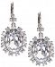 Marchesa Silver-Tone Cubic Zirconia Halo Oval Drop Earrings, Created for Macy's