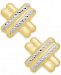 Stampado Crisscross Stud Earrings in 14k Gold & White Gold