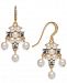 Charter Club Gold-Tone Imitation Pearl & Crystal Drop Earrings, Created for Macy's