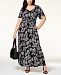 I. n. c. Plus Size Printed Flutter-Sleeve Maxi Dress, Created for Macy's