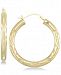 Signature Gold Diamond Accent Leaf Embossed Hoop Earrings in 14k Gold over Resin