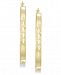 Signature Gold Diamond Accent Patterned Hoop Earrings in 14k Gold over Resin