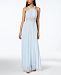 Betsy & Adam Sequined Embroidered Halter Gown